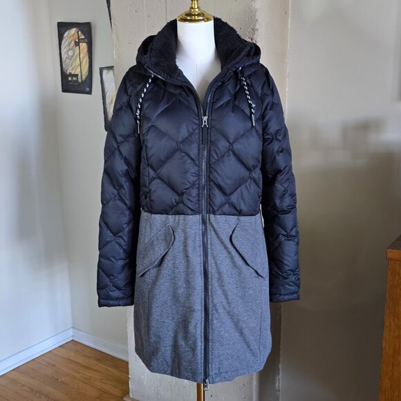 Eddie Bauer Two-Tone Hybrid Down Hooded Puffer Coat - Picture 2 of 13